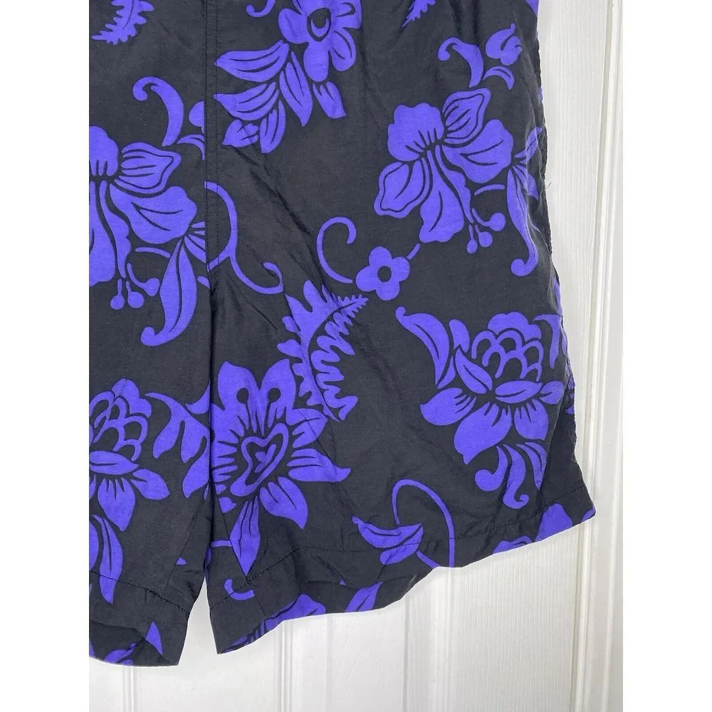 Polo Sport Ralph Lauren Mens Bathing Suit‎ Bottoms Lined Black Purple Floral L